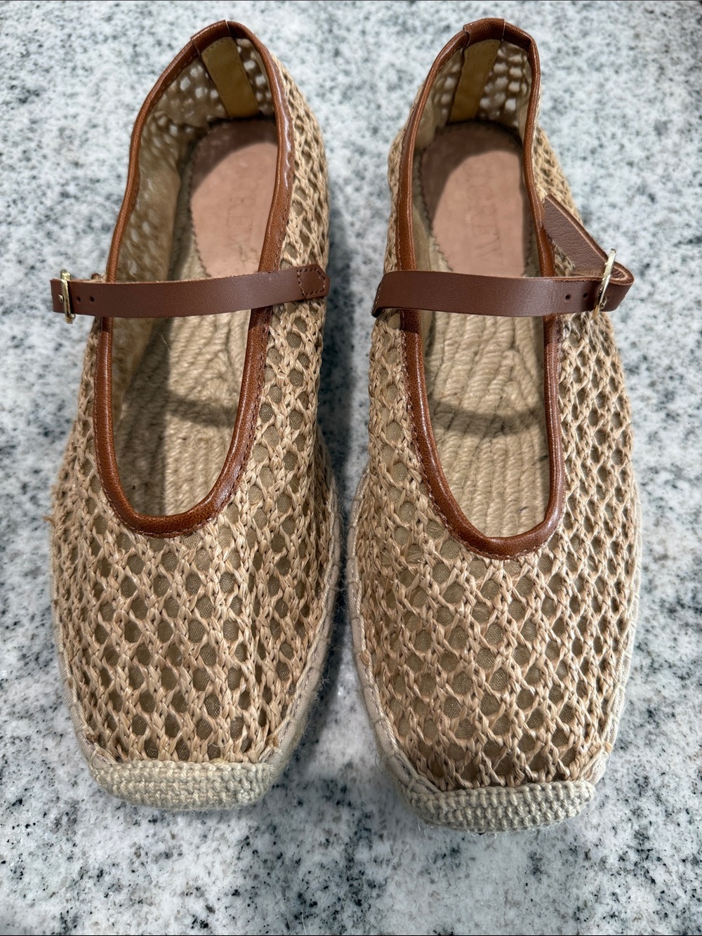 J. Crew Natural Tan Woven Mary Jane Espadrilles